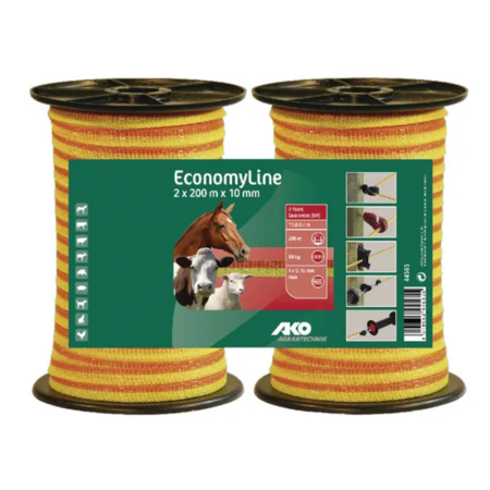 Banda galbena/portocalie pentru gard 10mm 2x200m