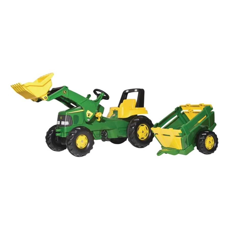 Tractor cu pedale John Deere, cu remorcă și încărcător